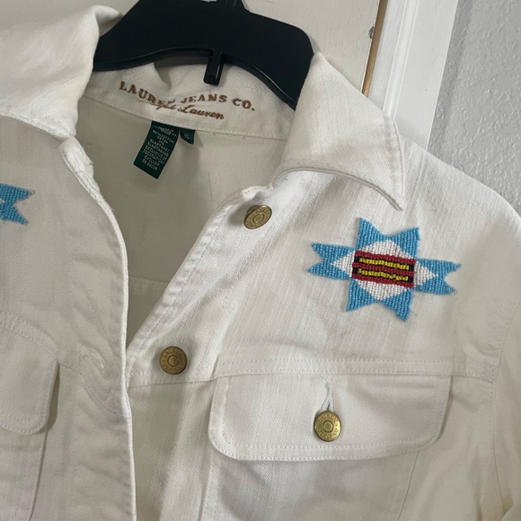 Lauren Ralph Lauren Jeans Co. Southwestern beaded white denim jacket - Picture 3 of 3